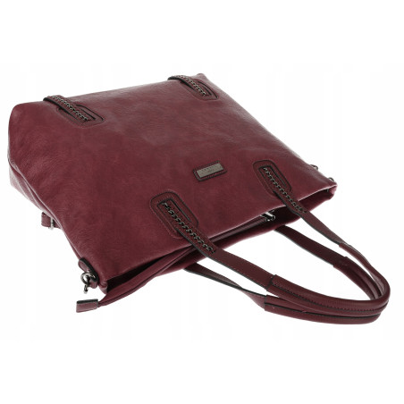 Torebka damska shopper A4 elegancka torba duża do pracy CH6687 Bordowa