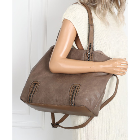 Torebka damska shopper A4 elegancka torba duża na ramię CH6687 Brązowa