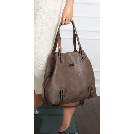 Torebka damska shopper A4 elegancka torba duża na ramię CH6687 Brązowa