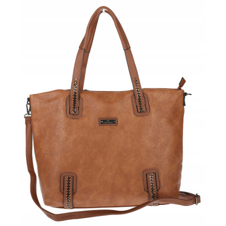 Torebka damska shopper A4 elegancka torba duża do pracy CH6687 Brązowa
