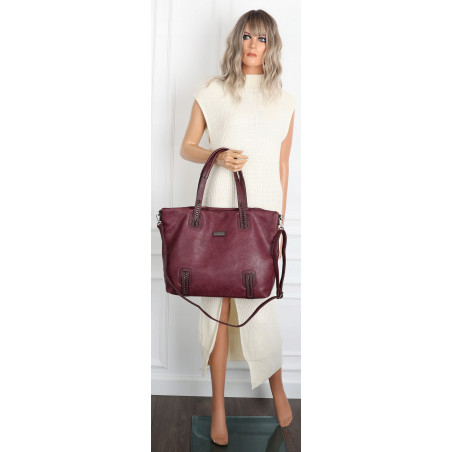 Torebka damska shopper A4 elegancka torba duża do pracy CH6687 Bordowa