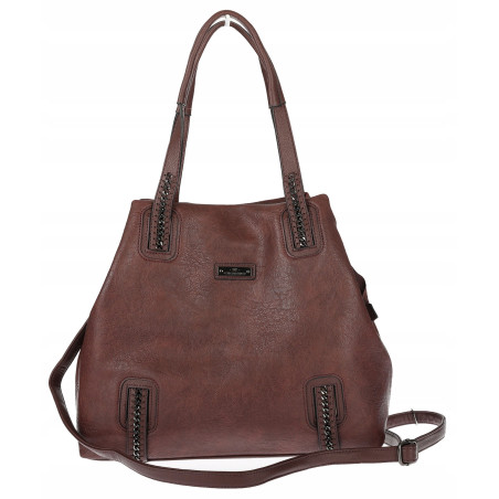 Torebka damska shopper A4 elegancka torba duża do pracy CH6687 Czekoladowa