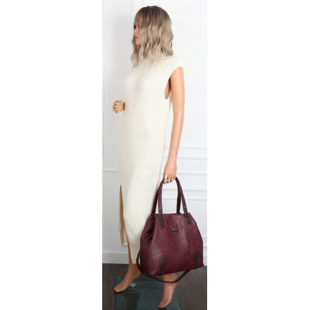 Torebka damska shopper A4 elegancka torba duża do pracy CH6687 Bordowa