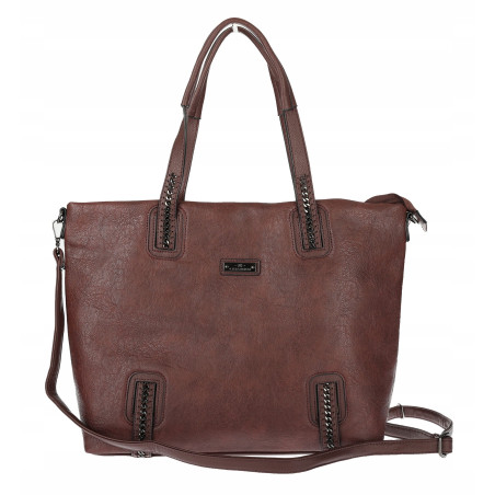 Torebka damska shopper A4 elegancka torba duża do pracy CH6687 Czekoladowa