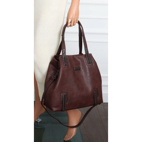 Torebka damska shopper A4 elegancka torba duża do pracy CH6687 Czekoladowa