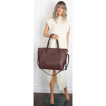 Torebka damska shopper A4 elegancka torba duża do pracy CH6687 Czekoladowa