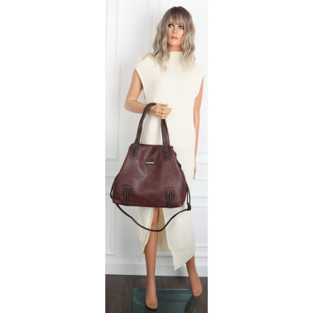 Torebka damska shopper A4 elegancka torba duża do pracy CH6687 Czekoladowa