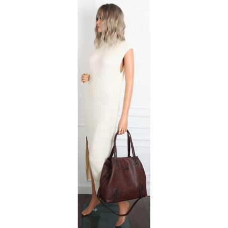 Torebka damska shopper A4 elegancka torba duża do pracy CH6687 Czekoladowa