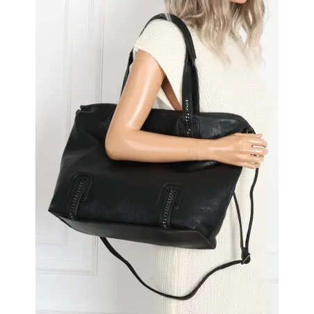 Torebka damska shopper A4 elegancka torba duża do pracy CH6687 Czarna