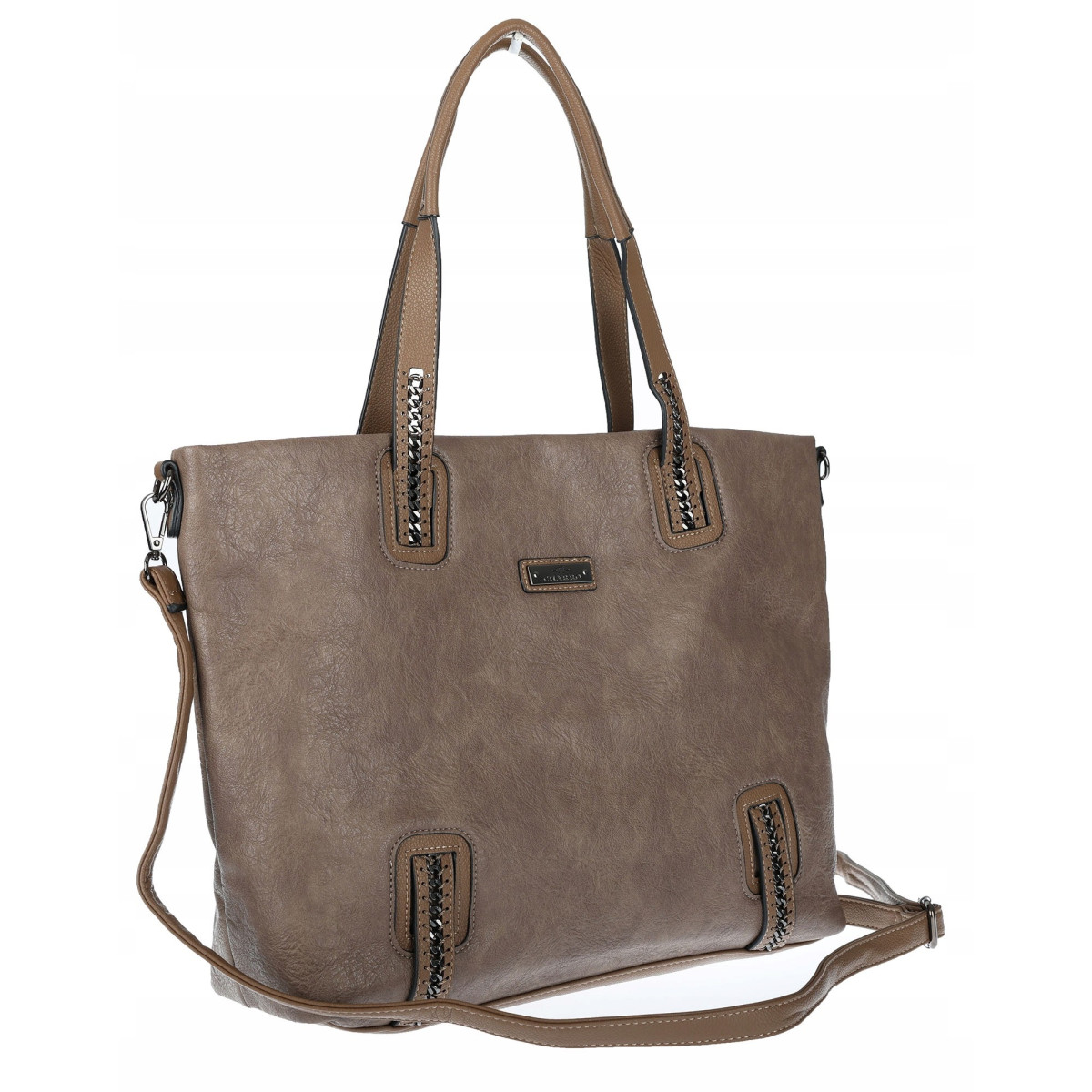 Torebka damska shopper A4 elegancka torba duża na ramię CH6687 Brązowa
