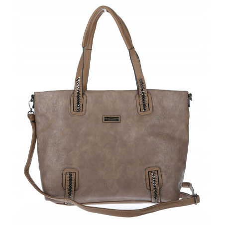 Torebka damska shopper A4 elegancka torba duża na ramię CH6687 Brązowa