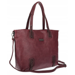 Torebka damska shopper A4 elegancka torba duża do pracy CH6687 Bordowa