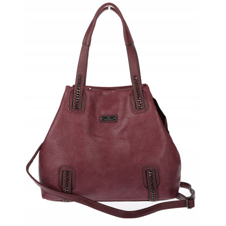 Torebka damska shopper A4 elegancka torba duża do pracy CH6687 Bordowa