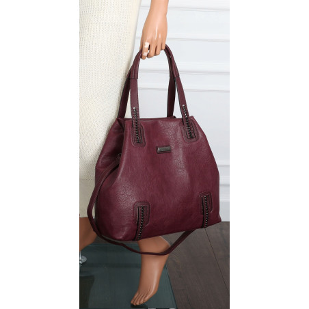 Torebka damska shopper A4 elegancka torba duża do pracy CH6687 Bordowa