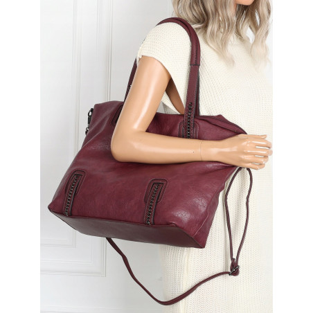 Torebka damska shopper A4 elegancka torba duża do pracy CH6687 Bordowa