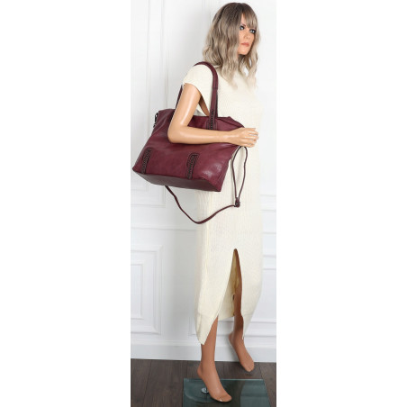 Torebka damska shopper A4 elegancka torba duża do pracy CH6687 Bordowa