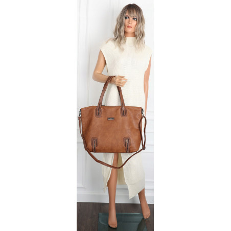 Torebka damska shopper A4 elegancka torba duża do pracy CH6687 Brązowa