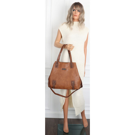 Torebka damska shopper A4 elegancka torba duża do pracy CH6687 Brązowa