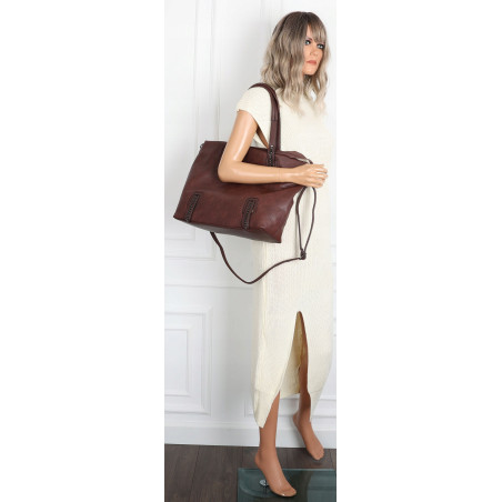 Torebka damska shopper A4 elegancka torba duża do pracy CH6687 Czekoladowa