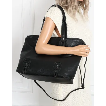 Torebka damska shopper A4 elegancka torba duża do pracy CH6687 Czarna