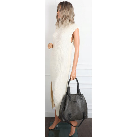 Torebka damska shopper A4 elegancka torba duża do pracy CH6687 Szara