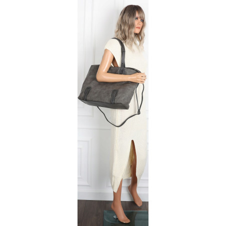 Torebka damska shopper A4 elegancka torba duża do pracy CH6687 Szara