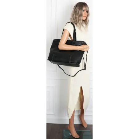 Torebka damska shopper A4 elegancka torba duża do pracy CH6687 Czarna