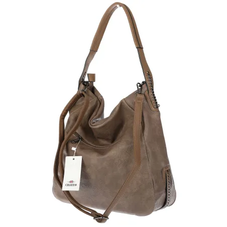 Torebka Damska Worek duża włoska marka CHARRO A4 pojemna CH6688 Brązowa