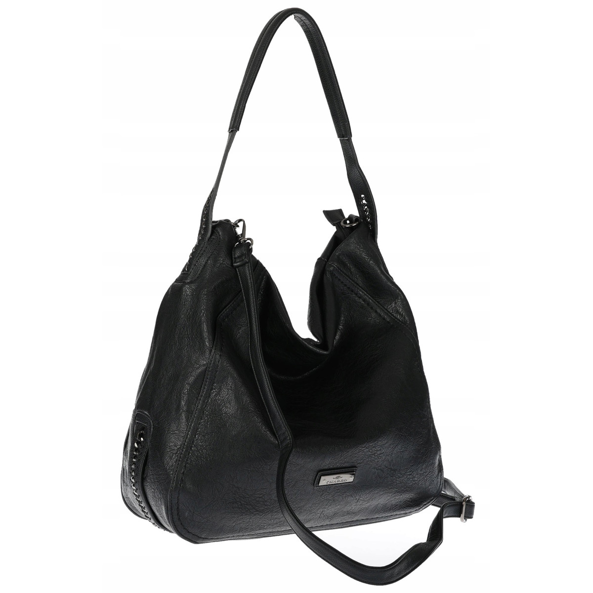 Torebka Damska Worek duża włoska marka CHARRO A4 pojemna CH6688 Czarna