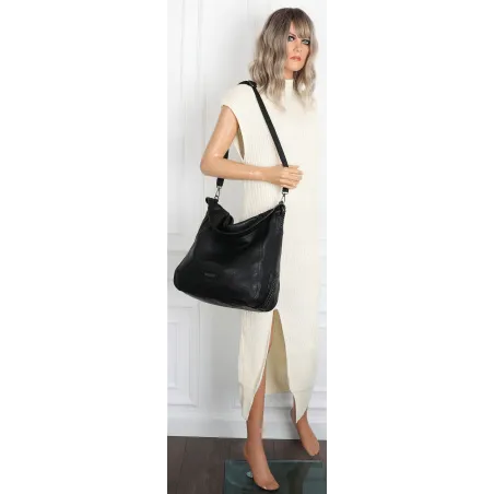 Torebka Damska Worek duża włoska marka CHARRO A4 pojemna CH6688 Czarna