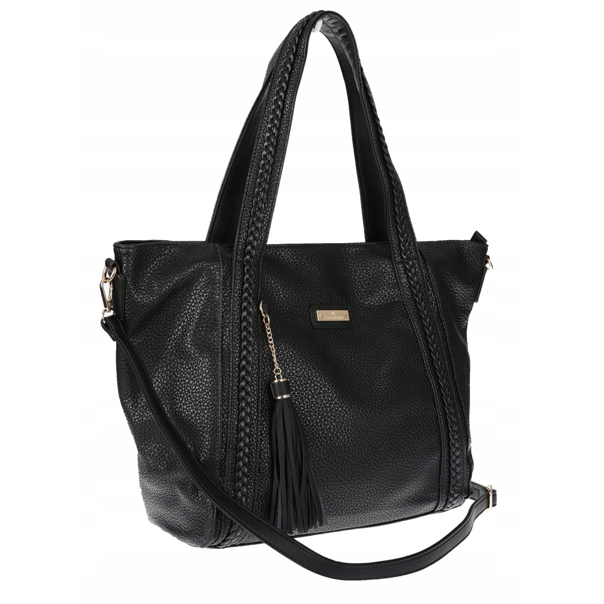 Torebka damska shopper A4 elegancka torba duża na ramię CH778 Czarna