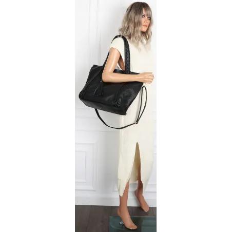 Torebka damska shopper A4 elegancka torba duża na ramię CH778 Czarna