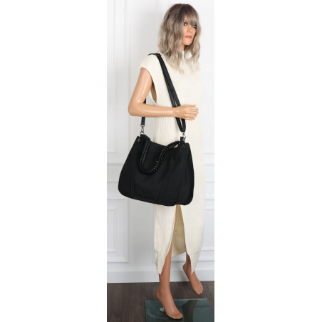 Torebka Damska Shopper Worek Pojemna Modna Duża Miejska Torba CH7716 Czarna