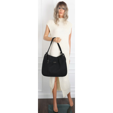 Torebka Damska Shopper Worek Pojemna Modna Duża Miejska Torba CH7716 Czarna