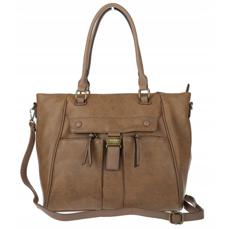 Torebka Damska Listonoszka Shopper Duża A4 Torba na Ramię CH66811 Brązowa