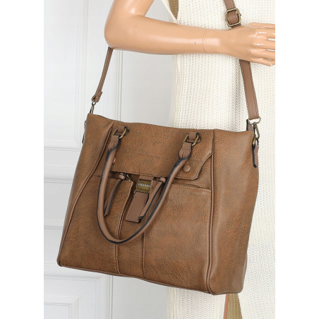 Torebka Damska Listonoszka Shopper Duża A4 Torba na Ramię CH66811 Brązowa