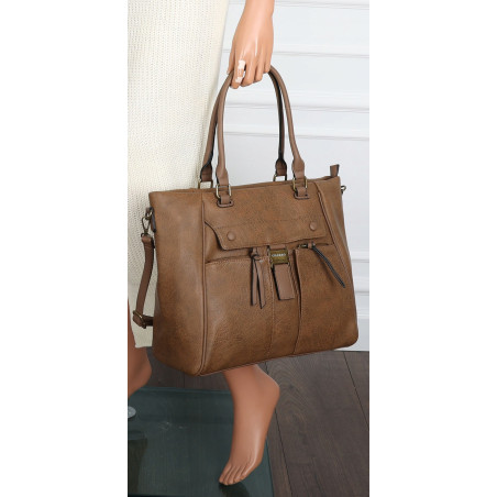Torebka Damska Listonoszka Shopper Duża A4 Torba na Ramię CH66811 Brązowa