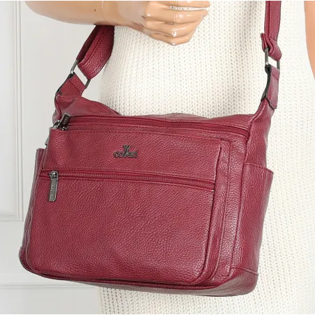 Torebka Damska Listonoszka Modna Pojemna Torba na Ramię CJYUA7416 Bordowa