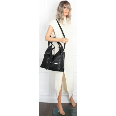 Torebka Damska listonoszka worek torba na ramię duża pojemna CH7712 Czarna