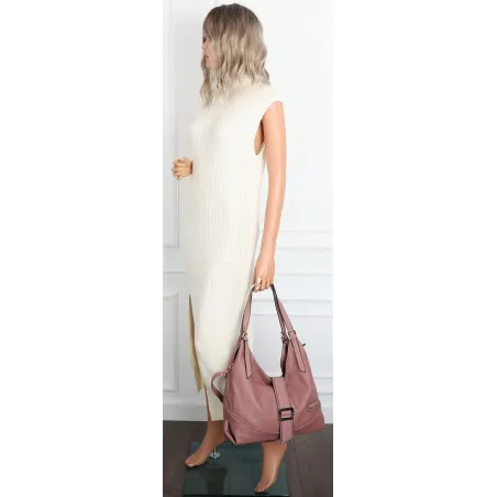 Torebka Damska listonoszka worek torba na ramię duża pojemna CH7712 Różowa