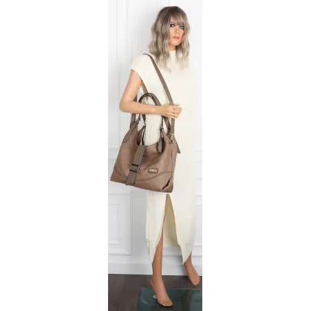 Torebka Damska listonoszka worek torba na ramię duża pojemna CH7712 Beżowa