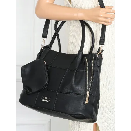 Torebka Damska Shopperka Pojemna Duża A4 Modna Torba kuferek CH3327 Czarna