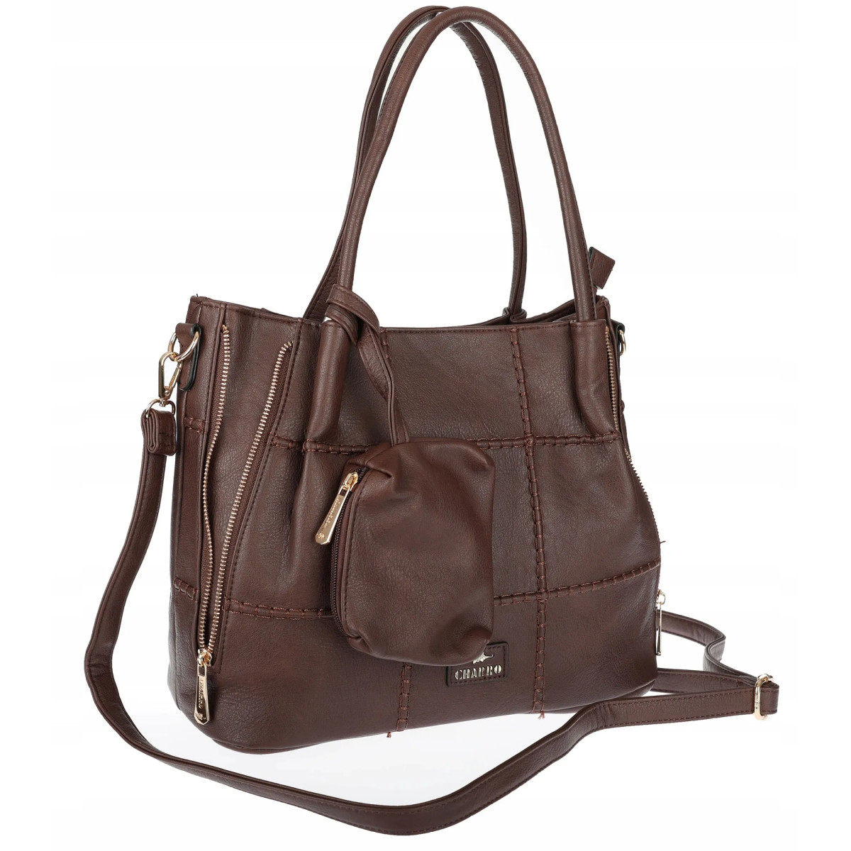 Torebka Damska Shopperka Pojemna A4 Modna Torba kuferek CH3327 Czekoladowa