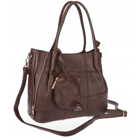 Torebka Damska Shopperka Pojemna A4 Modna Torba kuferek CH3327 Czekoladowa