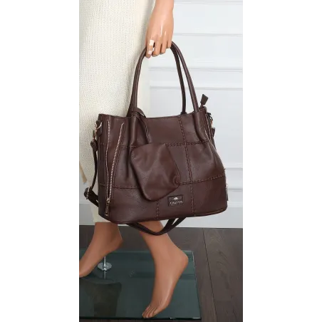 Torebka Damska Shopperka Pojemna A4 Modna Torba kuferek CH3327 Czekoladowa