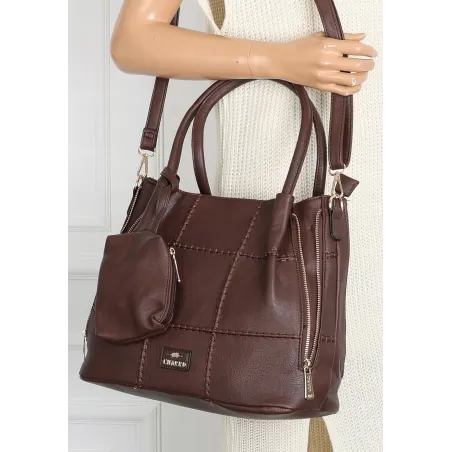 Torebka Damska Shopperka Pojemna A4 Modna Torba kuferek CH3327 Czekoladowa