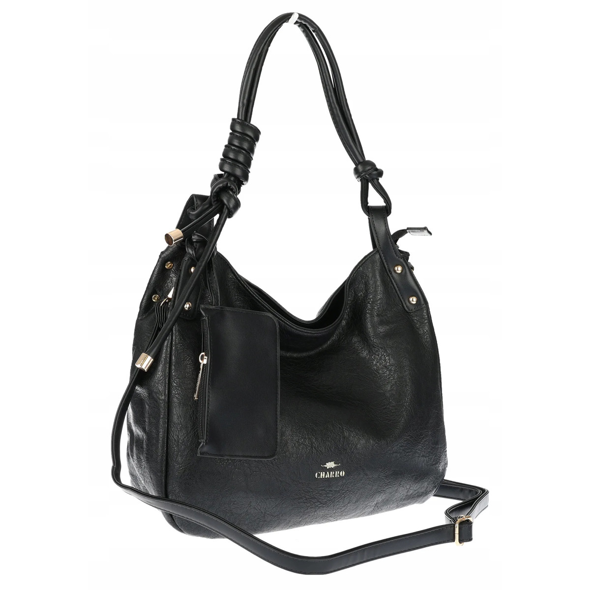 Torebka Damska CHARRO Shopperka Pojemna A4 Modna Torba Worek CH3318 Czarna
