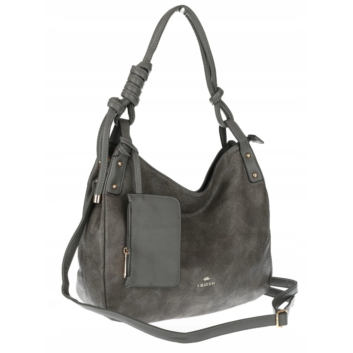 Torebka Damska CHARRO Shopperka Pojemna A4 Modna Torba Worek CH3318 Szara