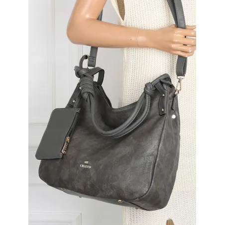 Torebka Damska CHARRO Shopperka Pojemna A4 Modna Torba Worek CH3318 Szara