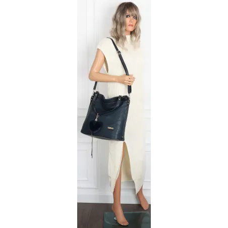 Torebka Damska CHARRO Shopperka Pojemna A4 Modna Torba CH855611 Granatowa